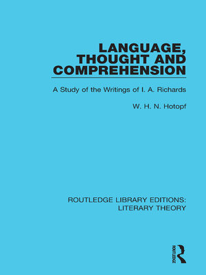 cover image of Language, Thought and Comprehension